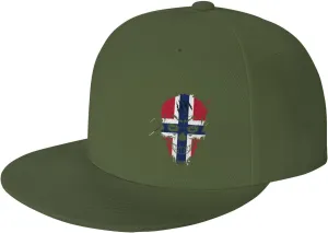 Creative Norway Patriot Skull National Flag Snapback Hats for Men Women Baseball Cap Flat Bill Brim Hat