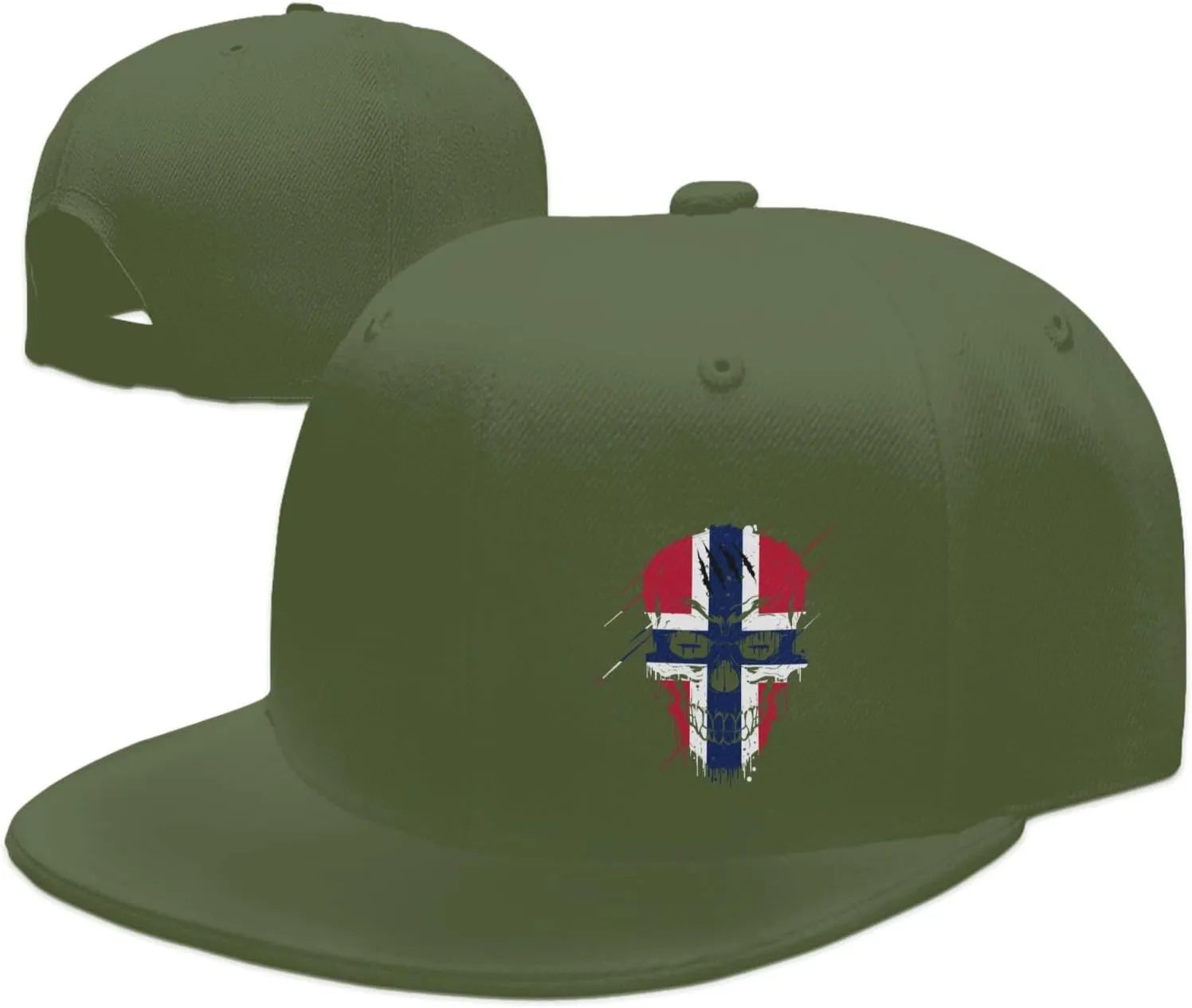 Creative Norway Patriot Skull National Flag Snapback Hats for Men Women Baseball Cap Flat Bill Brim Hat