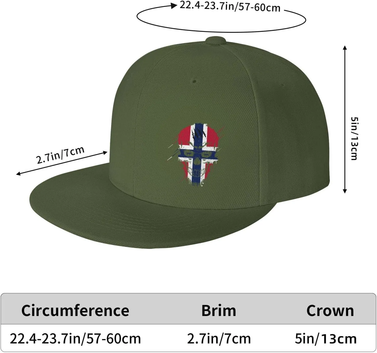 Creative Norway Patriot Skull National Flag Snapback Hats for Men Women Baseball Cap Flat Bill Brim Hat