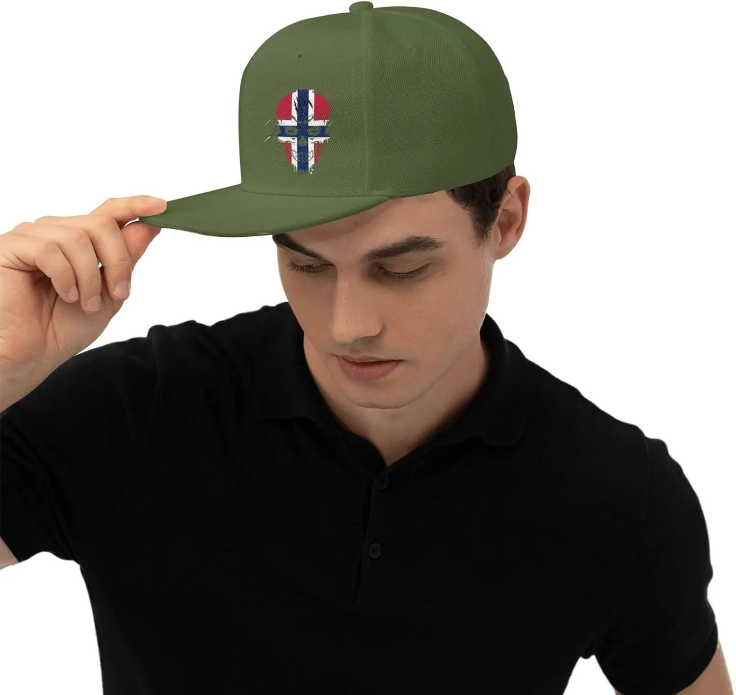 Creative Norway Patriot Skull National Flag Snapback Hats for Men Women Baseball Cap Flat Bill Brim Hat