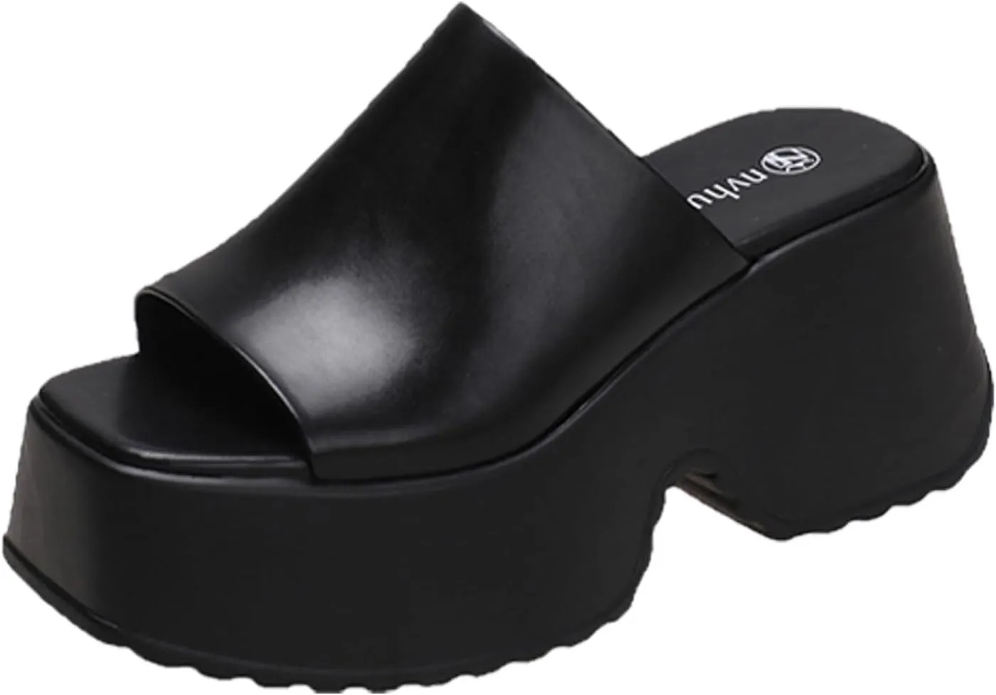 Crepuscute Women's Fish Mouth Platform Wedge Slides Sandals Backless Comfortable Slip On Fashion Sandals Summer Beach Party Casual Slippers