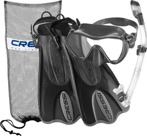 Cressi Adult Snorkeling Set - F1 Mask   Supernova Dry Snorkel   Palau SAF Fins- Snorkeling Set- Designed in Italy