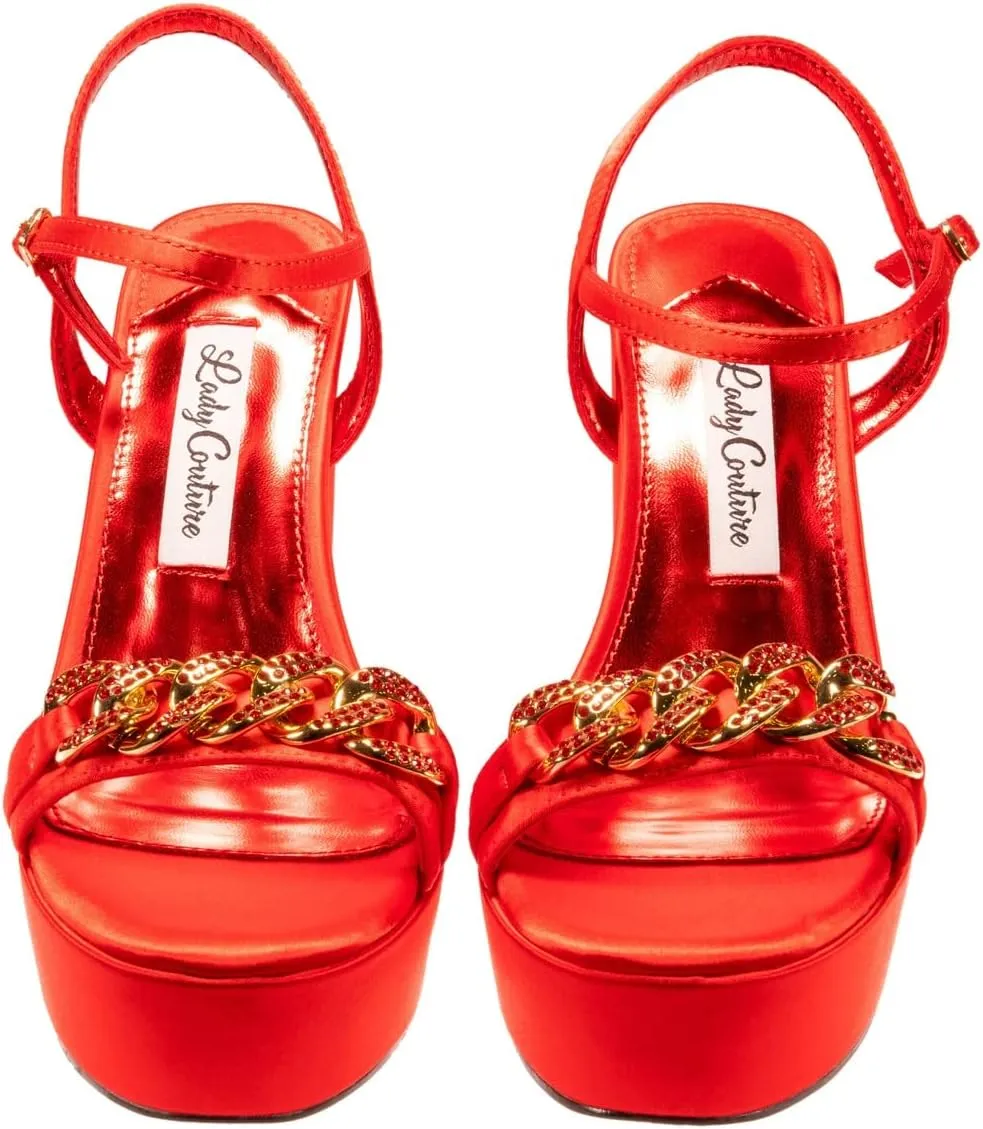 Dance Platform Sandal with Chain Ornament