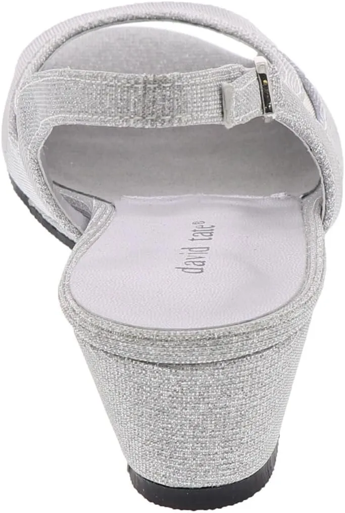 David Tate Womens Edith Glitter Peep-Toe Slingback Heels