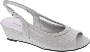 David Tate Womens Edith Glitter Peep-Toe Slingback Heels