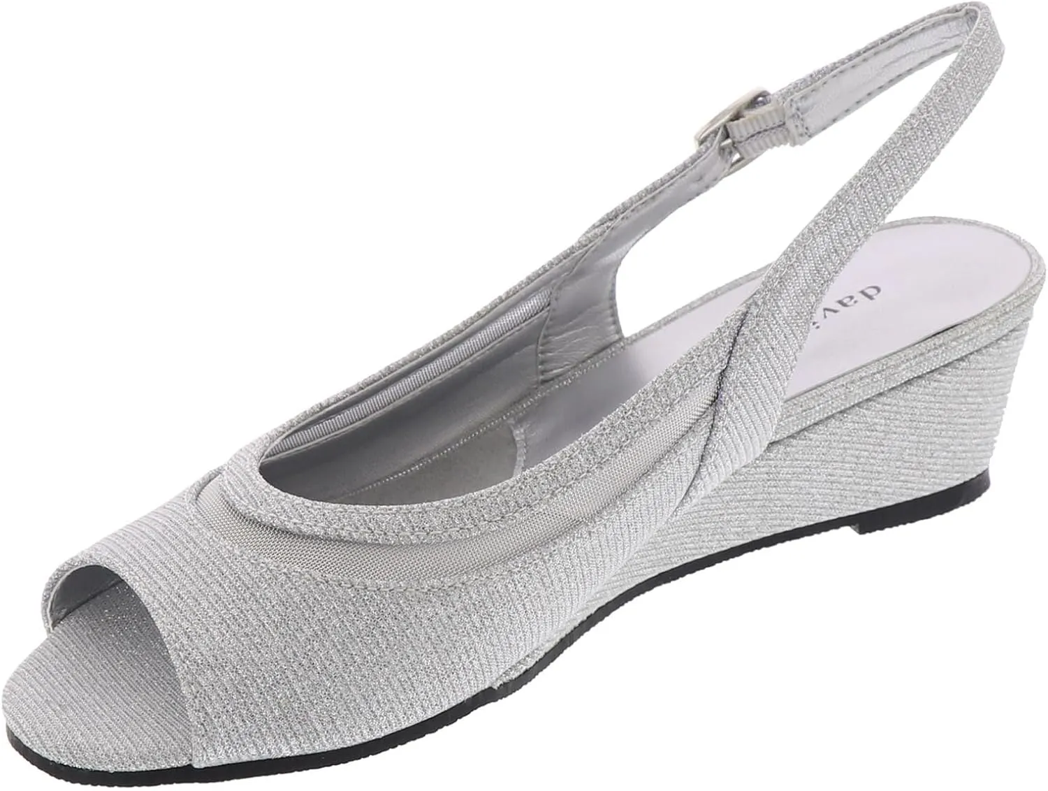 David Tate Womens Edith Glitter Peep-Toe Slingback Heels
