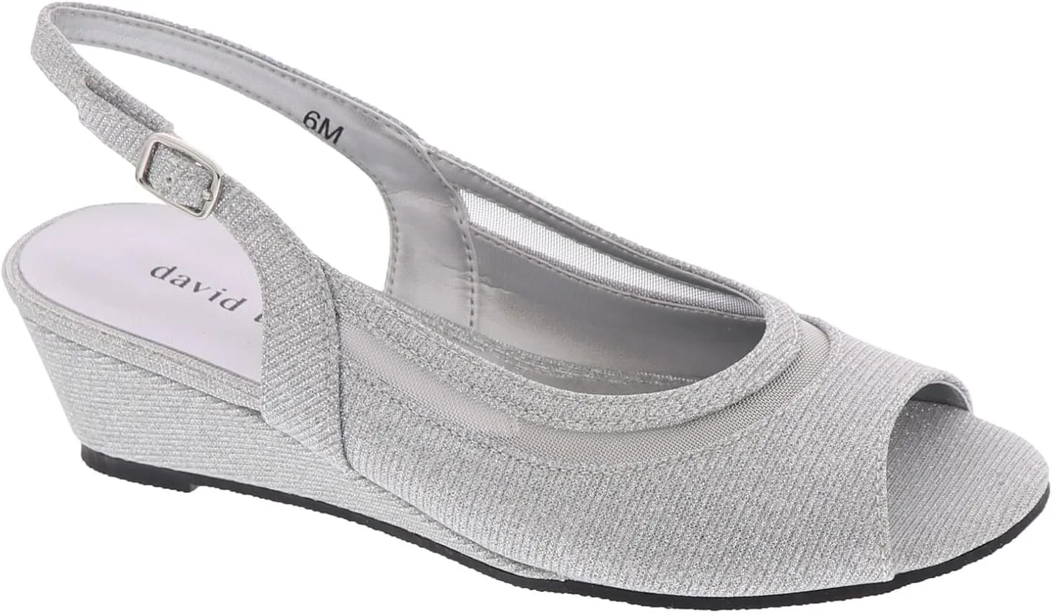 David Tate Womens Edith Glitter Peep-Toe Slingback Heels