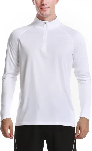 DAYOUNG Mens Zip Pullover UPF 50  Sun Protection Long Sleeve Hiking Fishing Outdoors Performance T-Shirt