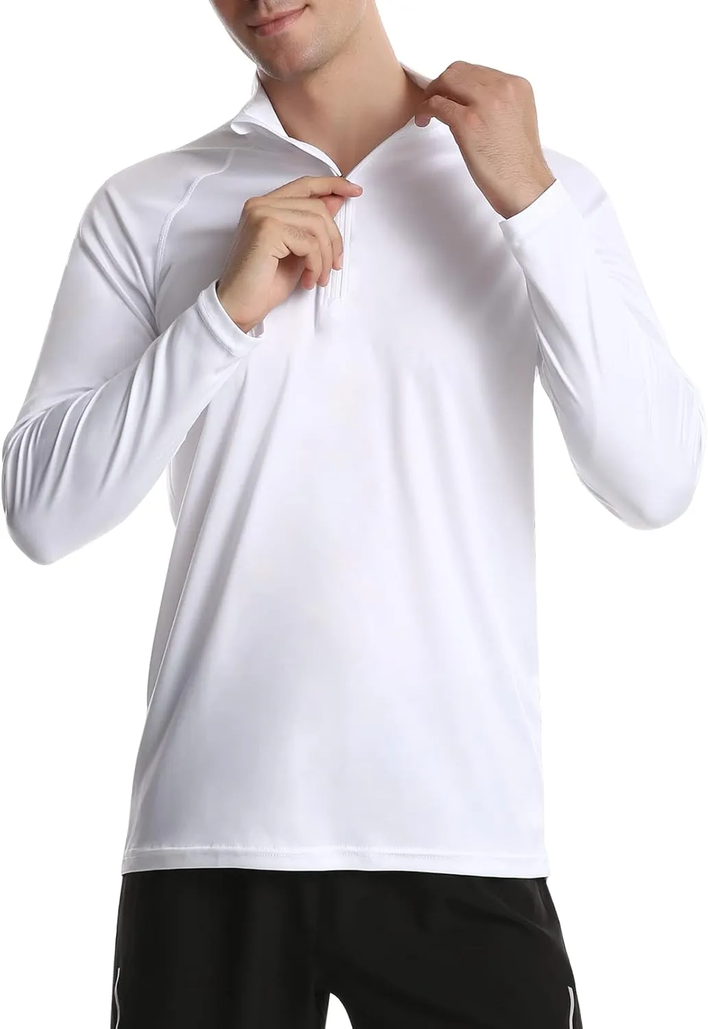 DAYOUNG Mens Zip Pullover UPF 50  Sun Protection Long Sleeve Hiking Fishing Outdoors Performance T-Shirt