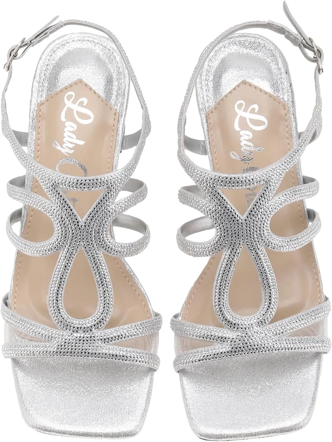 Devine Rhinestone Block Heel Dressy Sandal