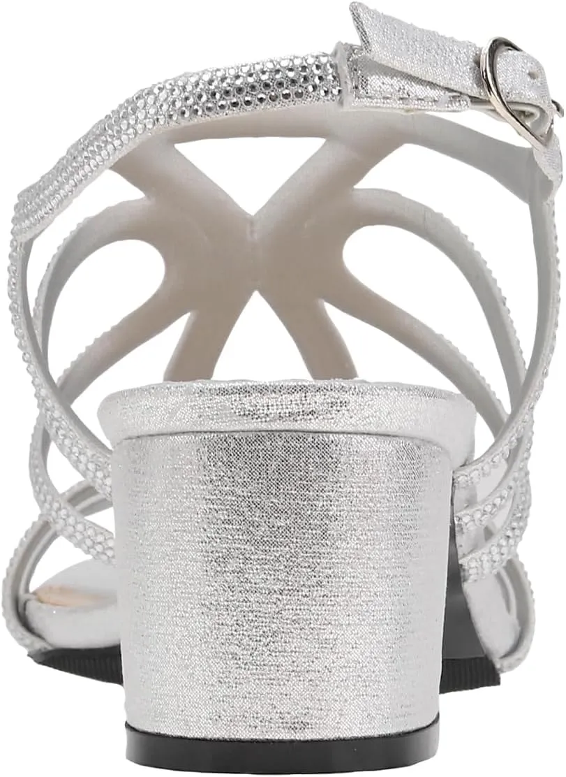 Devine Rhinestone Block Heel Dressy Sandal