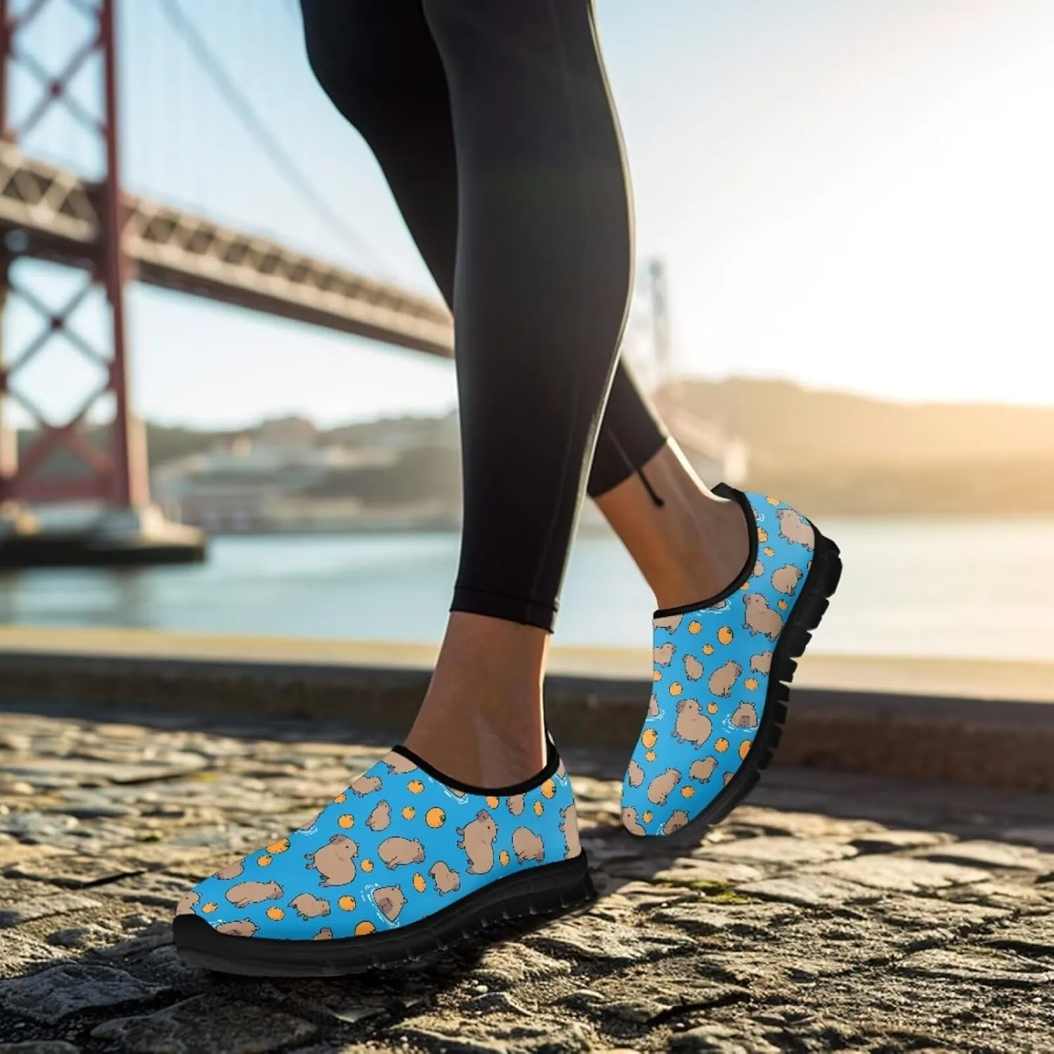 Dog Paw Print Casual Shoes for Women Slip On Low Top Flat Sneakers Breathable Mesh Footwear for Walking