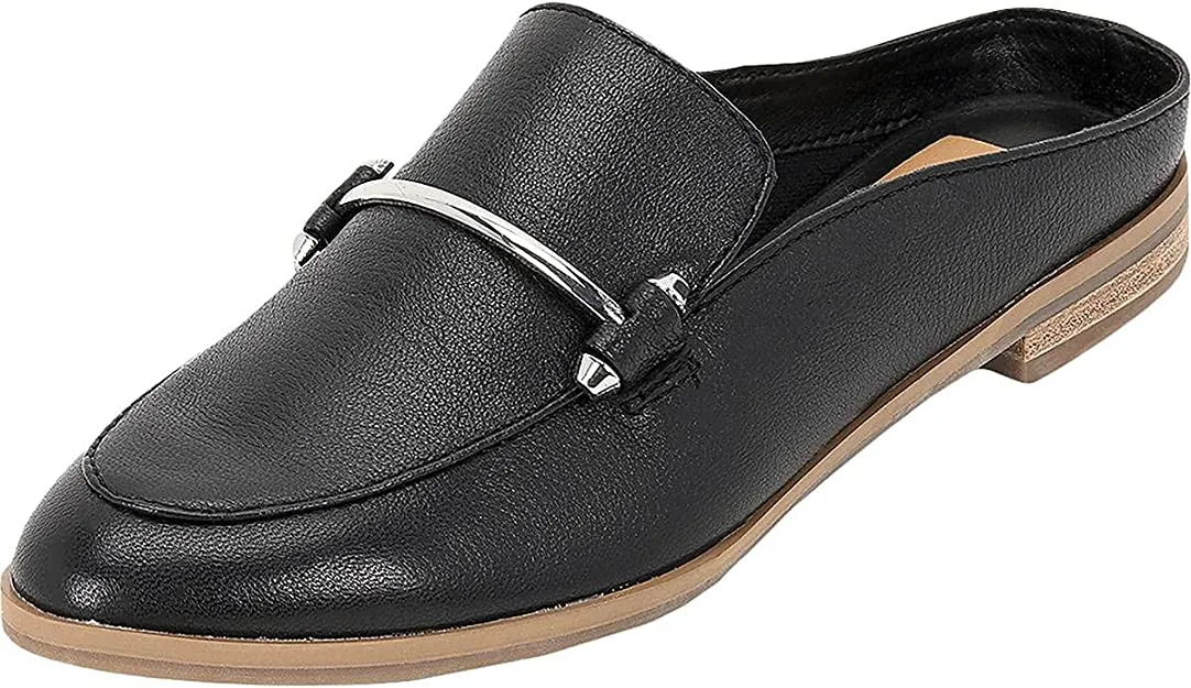 Dolce Vita Womens Cheri Leather Solid Loafer Mule Black 9.5 Medium (B,M)
