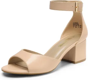 DREAM PAIRS Womens Chunkle Low Heel Pump Ankle Strap Dress Sandal
