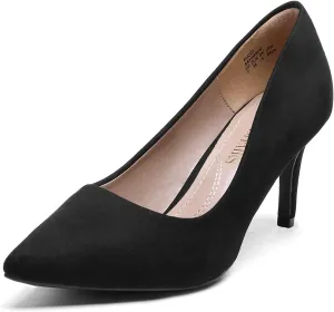 DREAM PAIRS Women's High Stiletto Heels Closed Pointed Toe Dress Pumps Shoes for Wedding Work Office Business, 3 Inches,Size 8,Black/Suede,KUCCI
