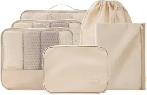 EACHY 6 Set Compression Packing Cubes for Travel, Lightweight Vacation Travel Essentials, Accessories for Suitcase Organizer Bags Set, Durable Luggage Organizer Bags