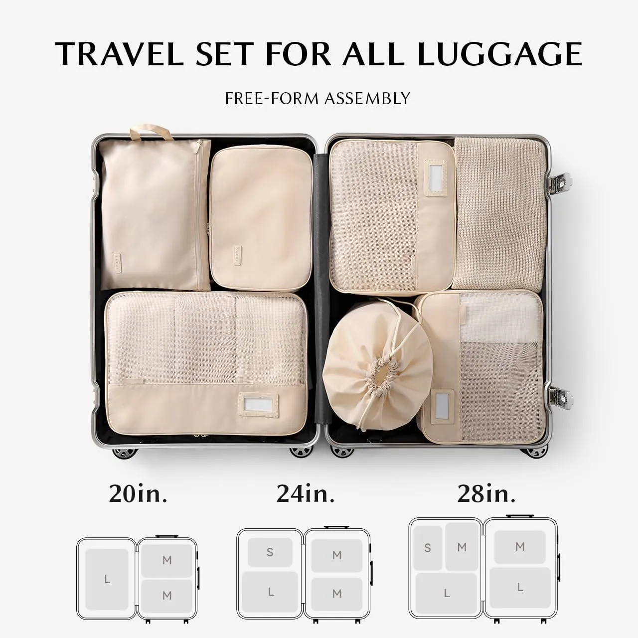 EACHY 6 Set Compression Packing Cubes for Travel, Lightweight Vacation Travel Essentials, Accessories for Suitcase Organizer Bags Set, Durable Luggage Organizer Bags