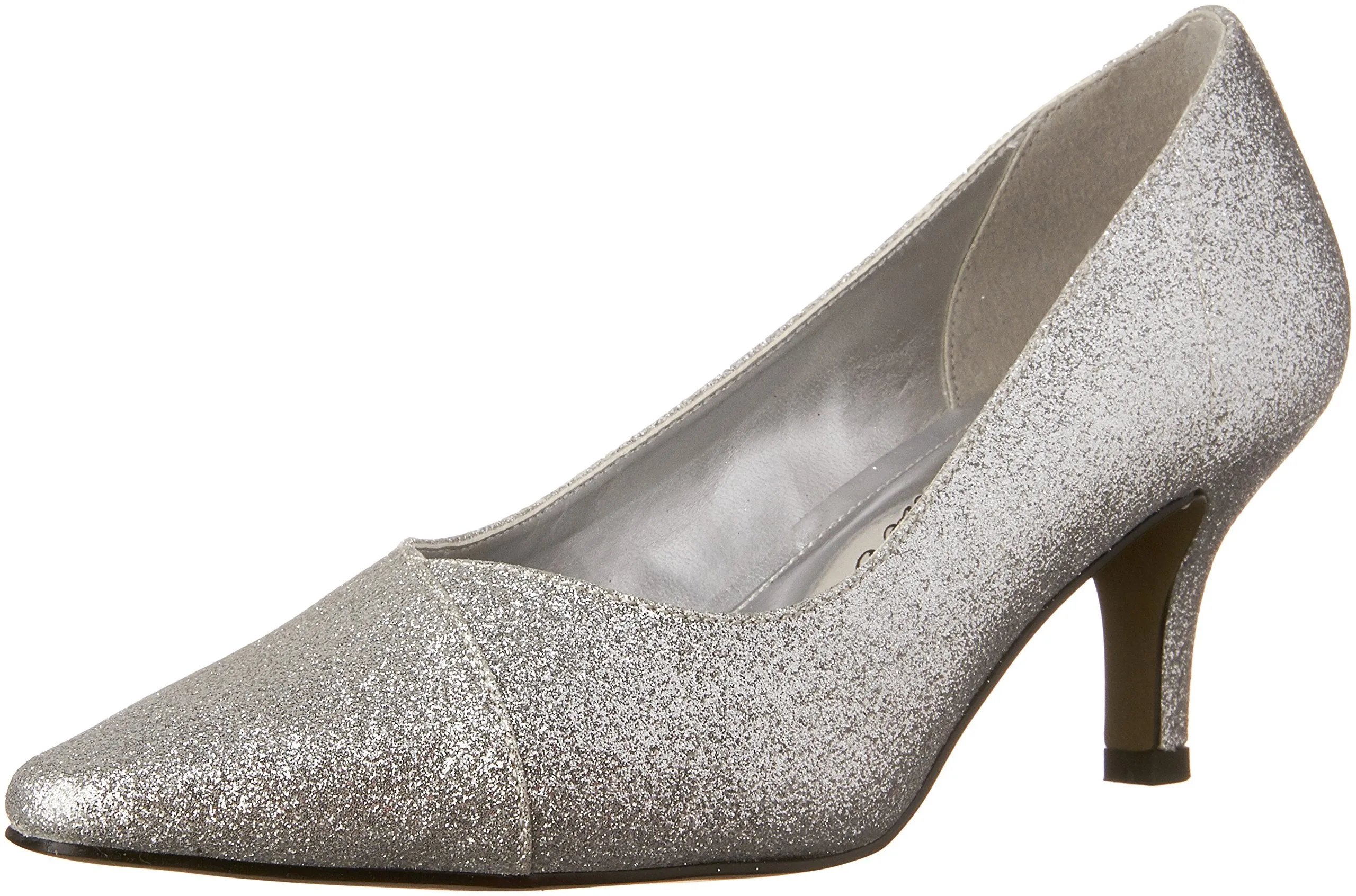 Easy Street Women's Chiffon Pointed Toe Pump,Silver Glitter,8 WW US