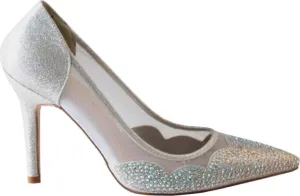 Elaine Mesh Pointed Toe Stiletto Rhinestone Dress Pump