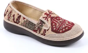 Embroider Women's Sweet Linen Shoes, Breathable Flat Heel Casual Footwear, Slip On Fashion Soft Flat Shoes,8.5,Red