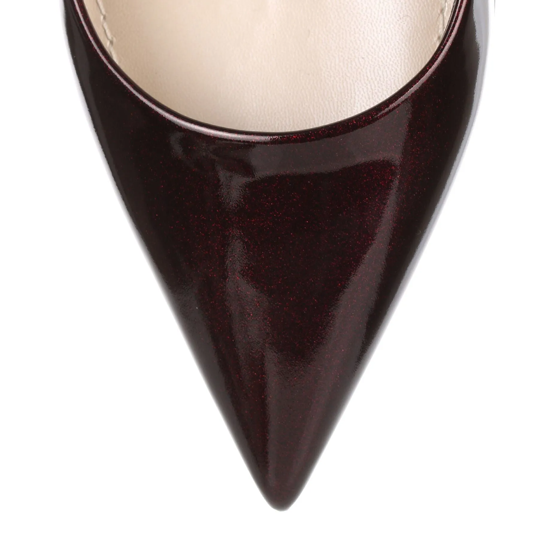 Essence 70 bordeaux glittery patent pump