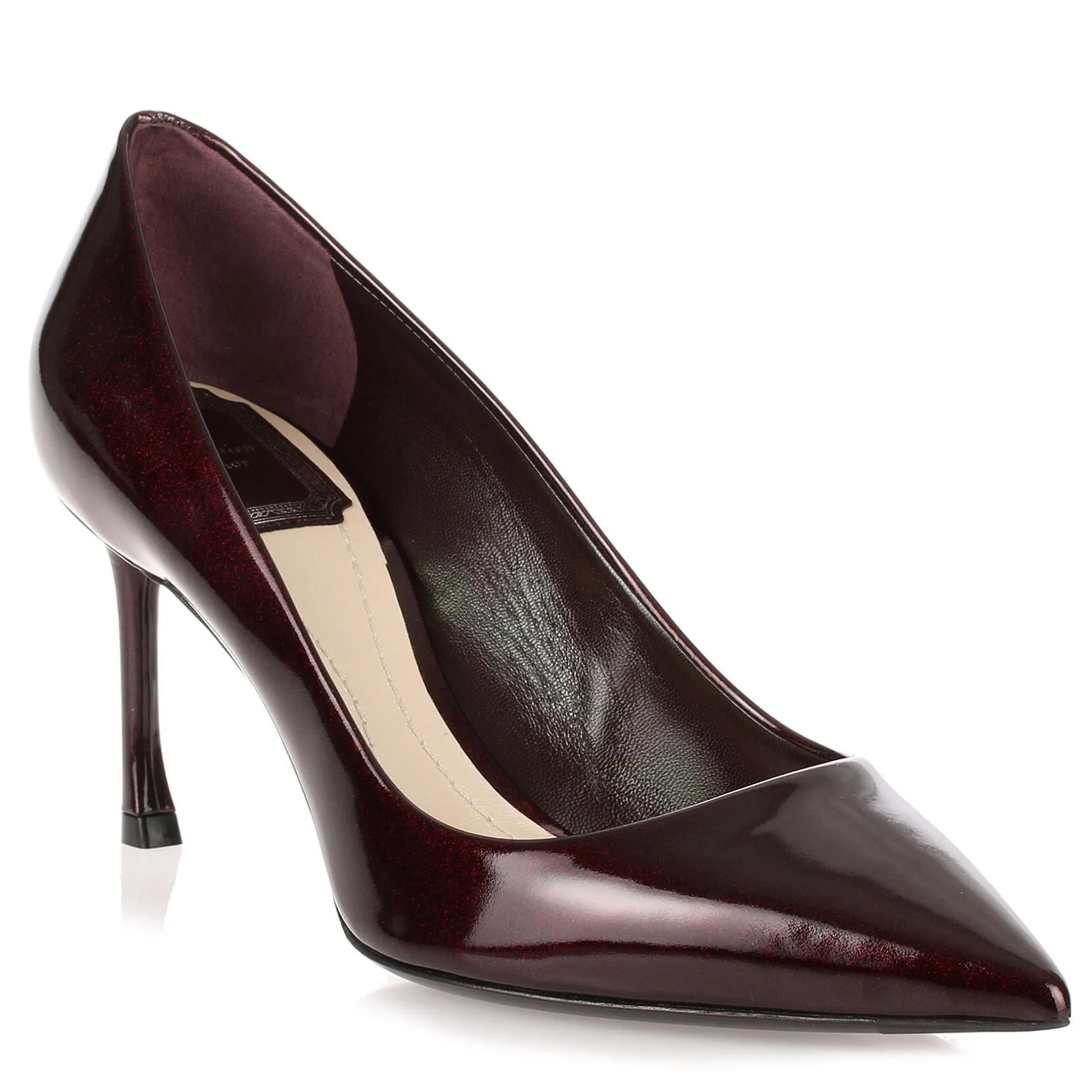 Essence 70 bordeaux glittery patent pump