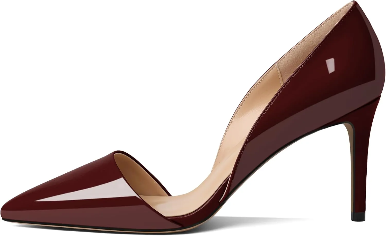 Esvowido High Heels for Women D'Orsay Stiletto Heeled Pumps Closed Pointed Toe Slip on Wedding Bridal Dress Shoes
