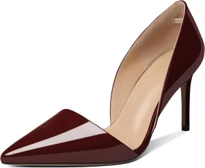 Esvowido High Heels for Women D'Orsay Stiletto Heeled Pumps Closed Pointed Toe Slip on Wedding Bridal Dress Shoes
