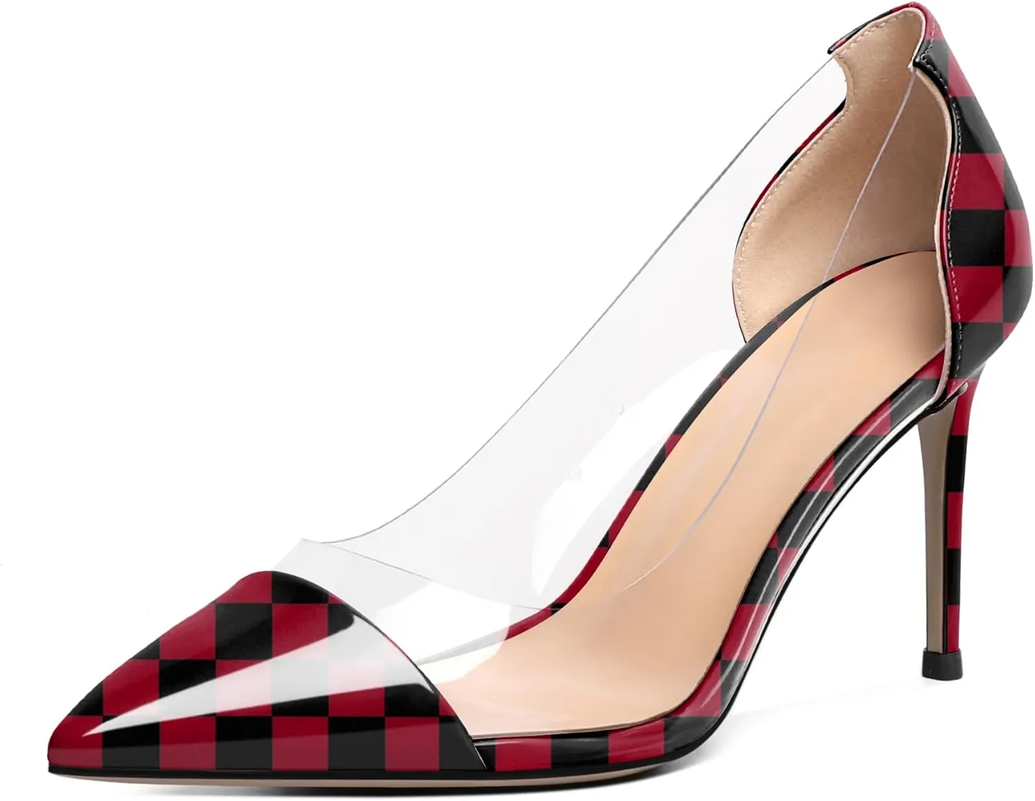 Esvowido Women's Clear Pumps High Heel Stilettos Transparent PVC Slip on Cap Toe Shoes Fashion Wedding Party 3 Inch