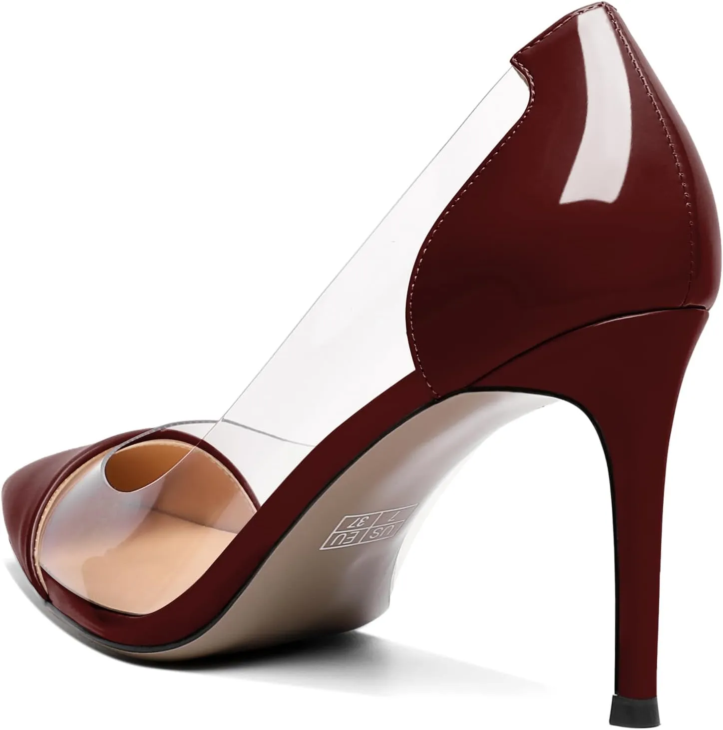 Esvowido Women's Clear Pumps High Heel Stilettos Transparent PVC Slip on Cap Toe Shoes Fashion Wedding Party 3 Inch