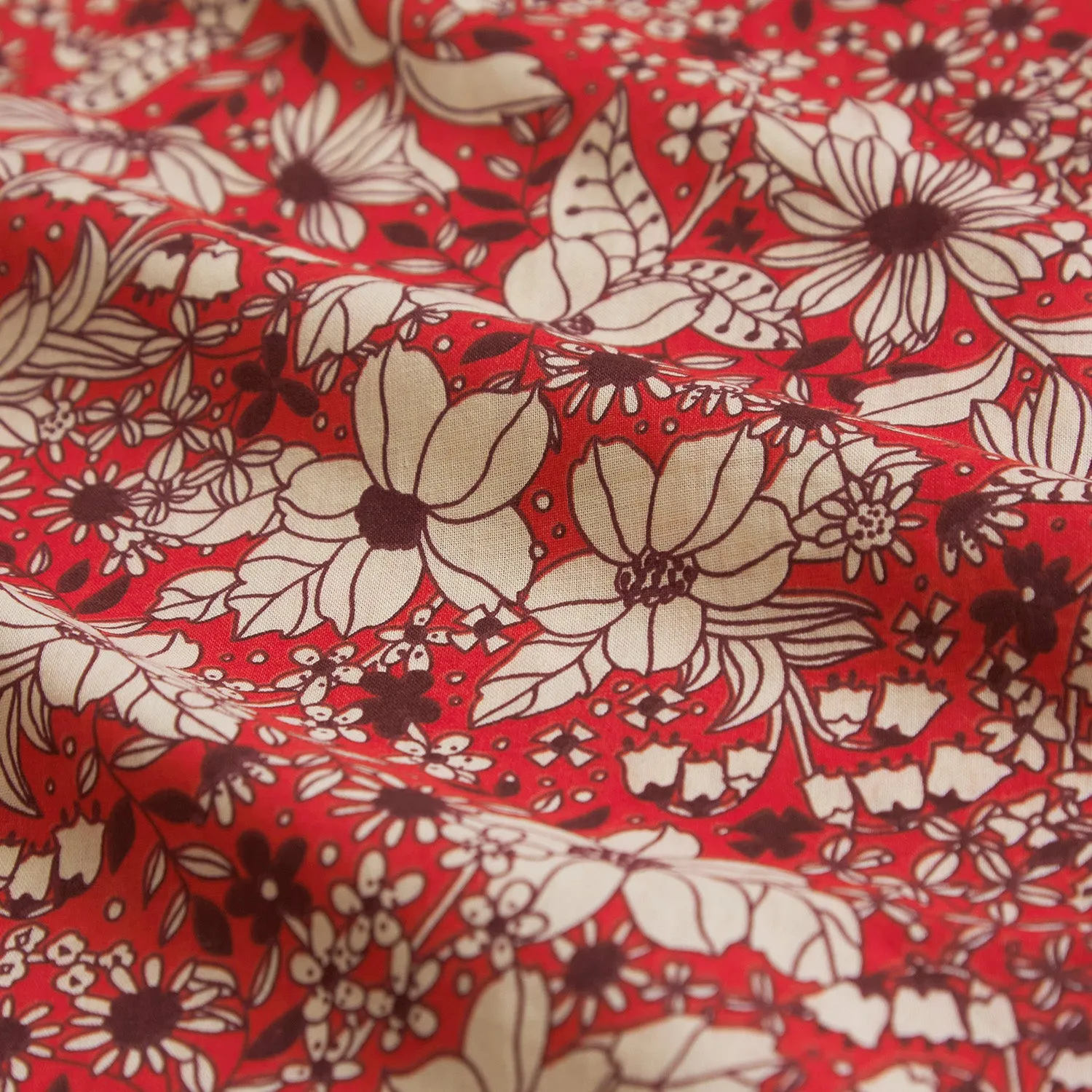 Evette Cotton Flat Sheet - Scarlet