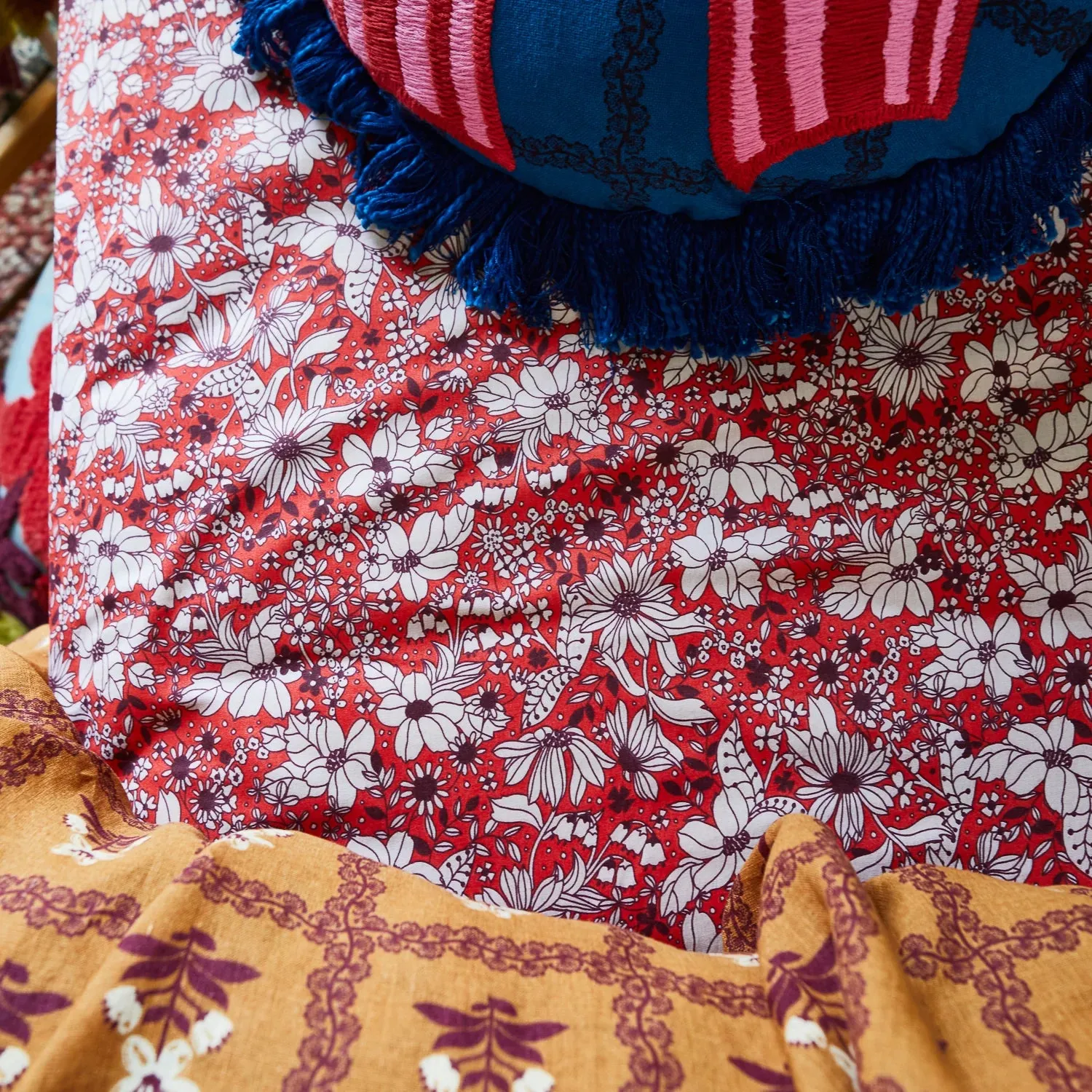 Evette Cotton Sheet - Scarlet Fitted Sheet