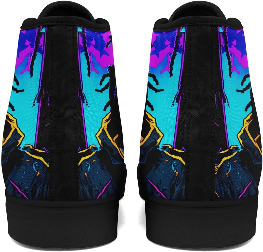 Fashion Graffiti High-Top Sneakers for Men Women Lightweight Stylish Canvas Streetwear Flat Shoes Student Breathable Footwear
