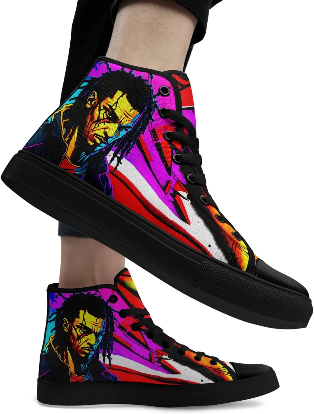 Fashion Graffiti High-Top Sneakers for Men Women Lightweight Stylish Canvas Streetwear Flat Shoes Student Breathable Footwear
