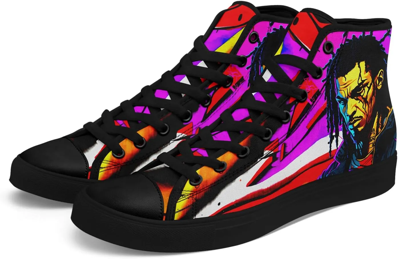 Fashion Graffiti High-Top Sneakers for Men Women Lightweight Stylish Canvas Streetwear Flat Shoes Student Breathable Footwear