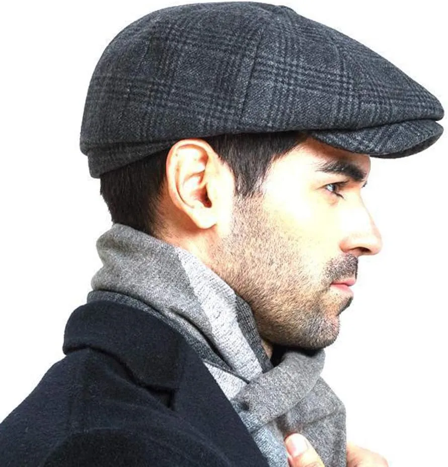 Fashion Men’s Classic Newsboy Gatsby Hat Blend Wool Vintage Flat Ivy Cabbie Cap Boyfriend Gifts(Medium/Large/X-Large)