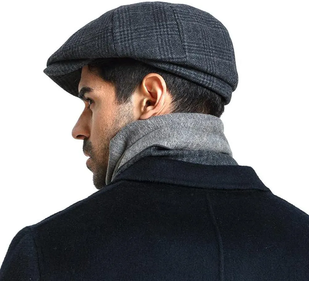Fashion Men’s Classic Newsboy Gatsby Hat Blend Wool Vintage Flat Ivy Cabbie Cap Boyfriend Gifts(Medium/Large/X-Large)