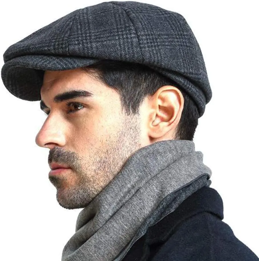 Fashion Men’s Classic Newsboy Gatsby Hat Blend Wool Vintage Flat Ivy Cabbie Cap Boyfriend Gifts(Medium/Large/X-Large)
