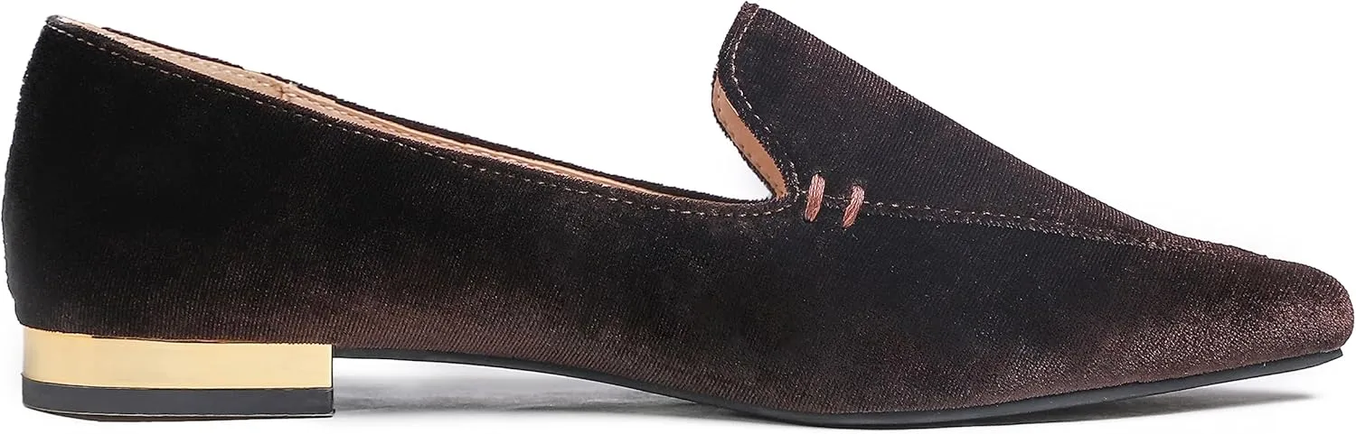 FEVERSOLE Women's Loafer Flat Pointed Deco Low Heel Fashion Slip On Dress Driving Office Shoes