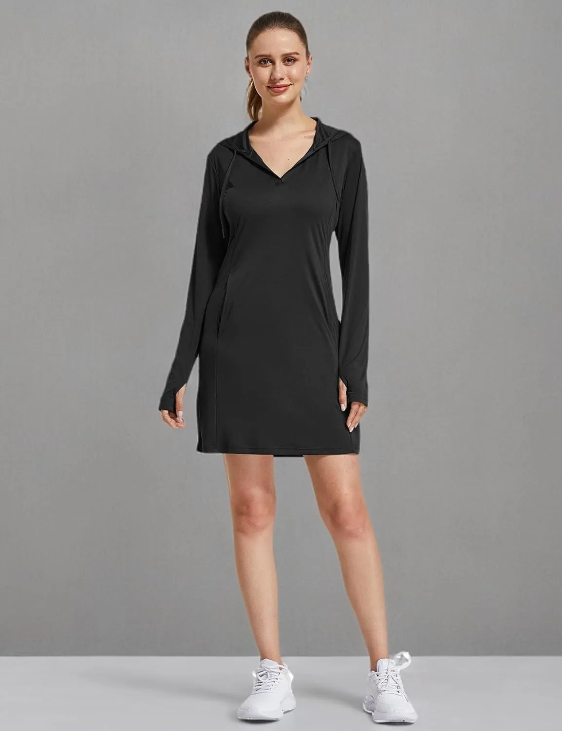 FitsT4 Sports Womens Cover-Up Dress Beach UPF 50  SPF Sun Protection Long Sleeve Shirts
