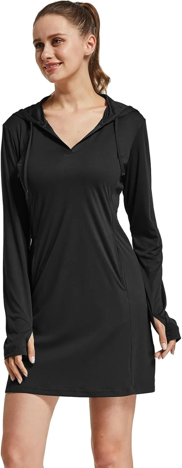 FitsT4 Sports Womens Cover-Up Dress Beach UPF 50  SPF Sun Protection Long Sleeve Shirts