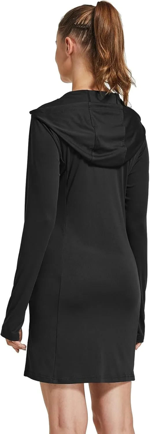 FitsT4 Sports Womens Cover-Up Dress Beach UPF 50  SPF Sun Protection Long Sleeve Shirts