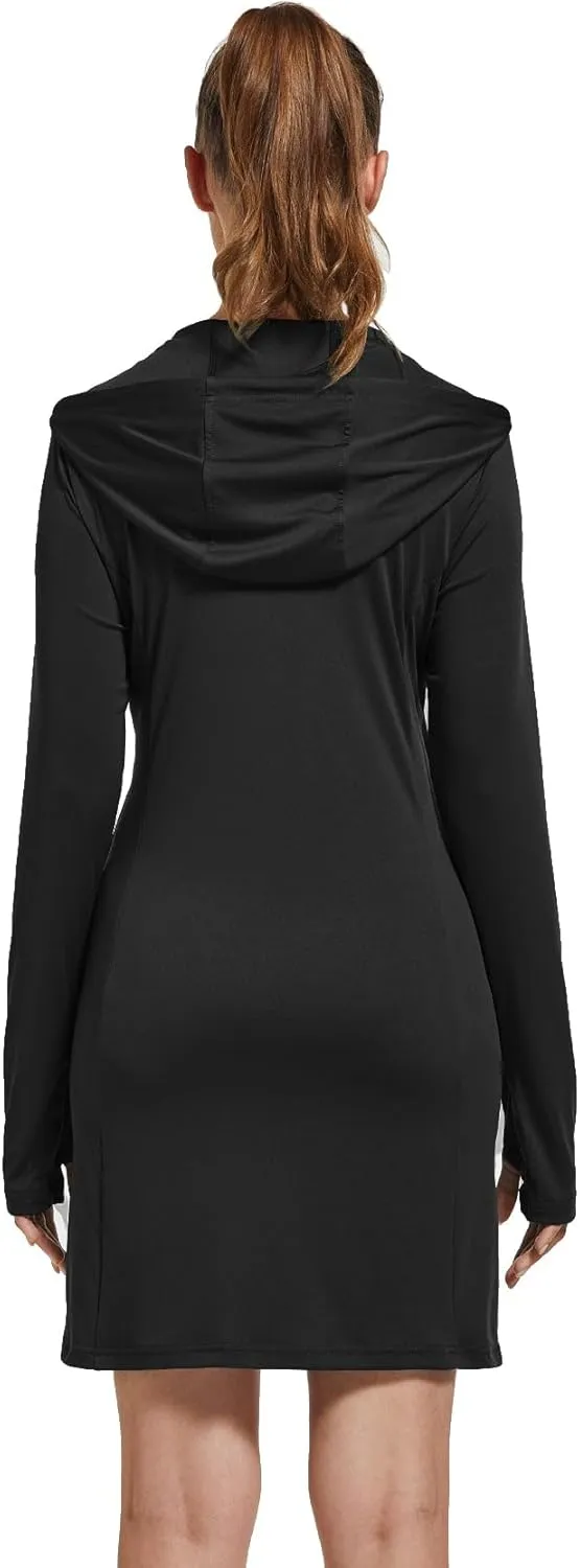 FitsT4 Sports Womens Cover-Up Dress Beach UPF 50  SPF Sun Protection Long Sleeve Shirts