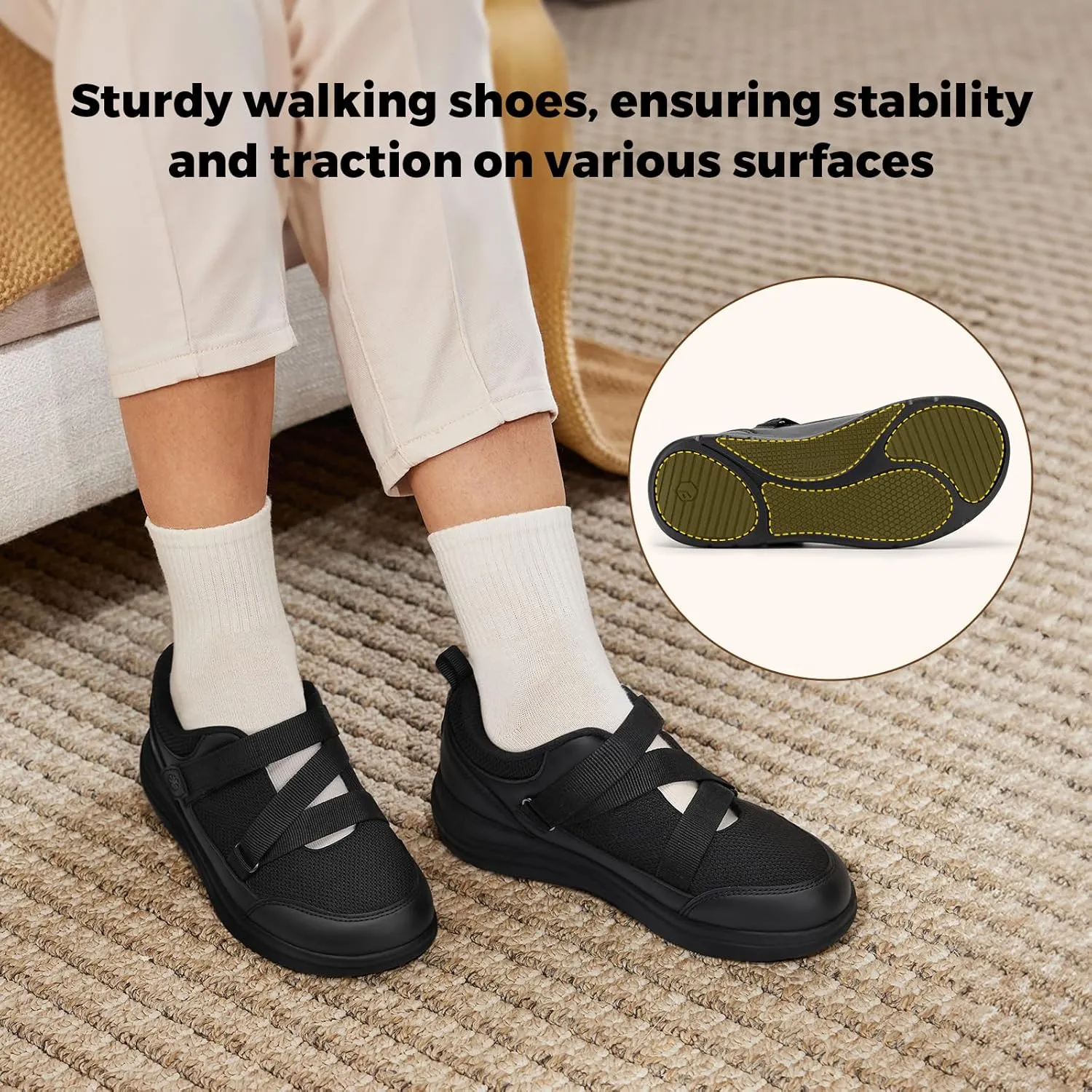 FitVille Extra Wide Shoes for Women Comfortable Adjustable Strap for Swollen Feet Diabetic Sandals for Women Wide Width Neuropathy Foot Pain Relief
