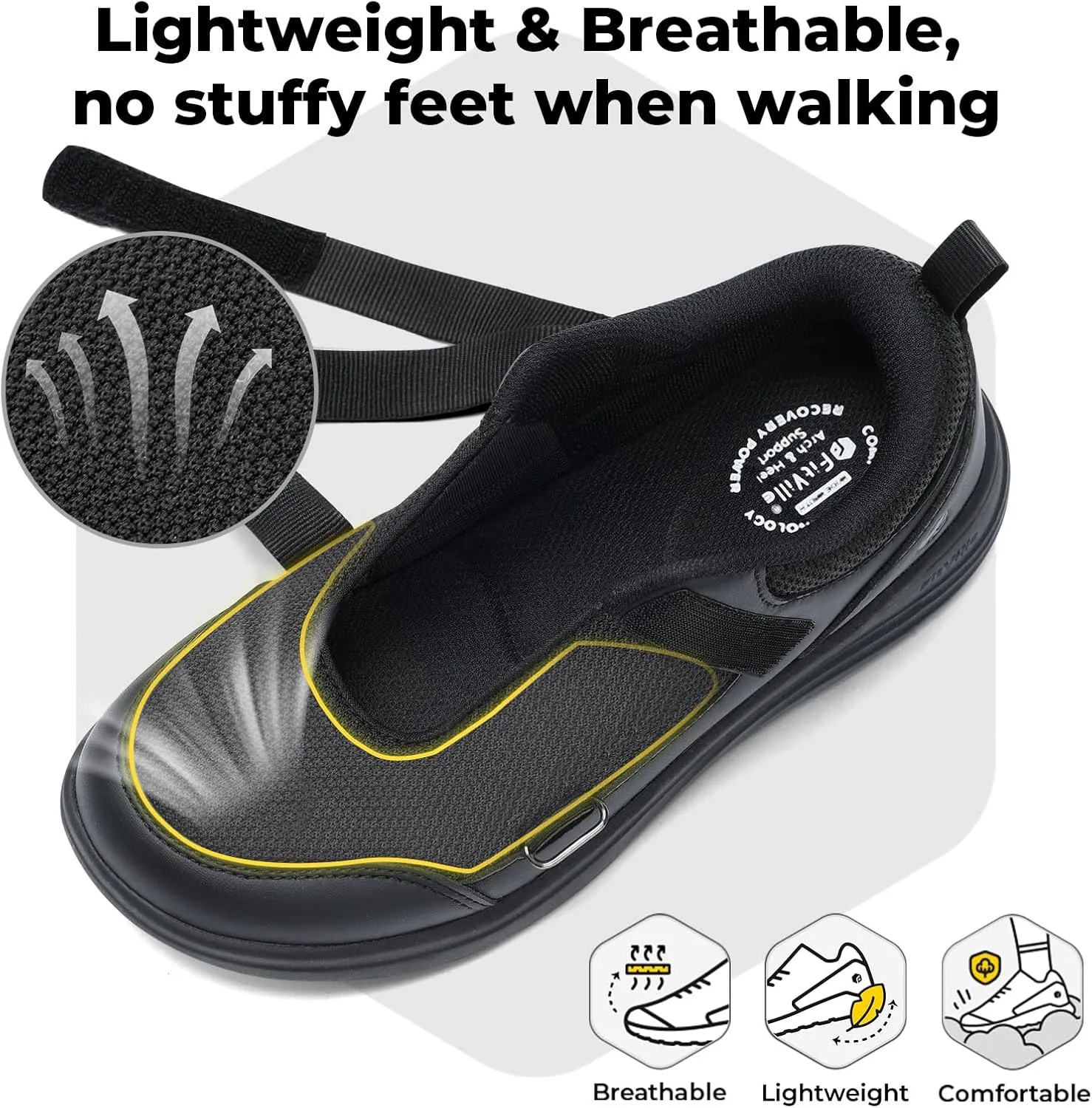 FitVille Extra Wide Shoes for Women Comfortable Adjustable Strap for Swollen Feet Diabetic Sandals for Women Wide Width Neuropathy Foot Pain Relief