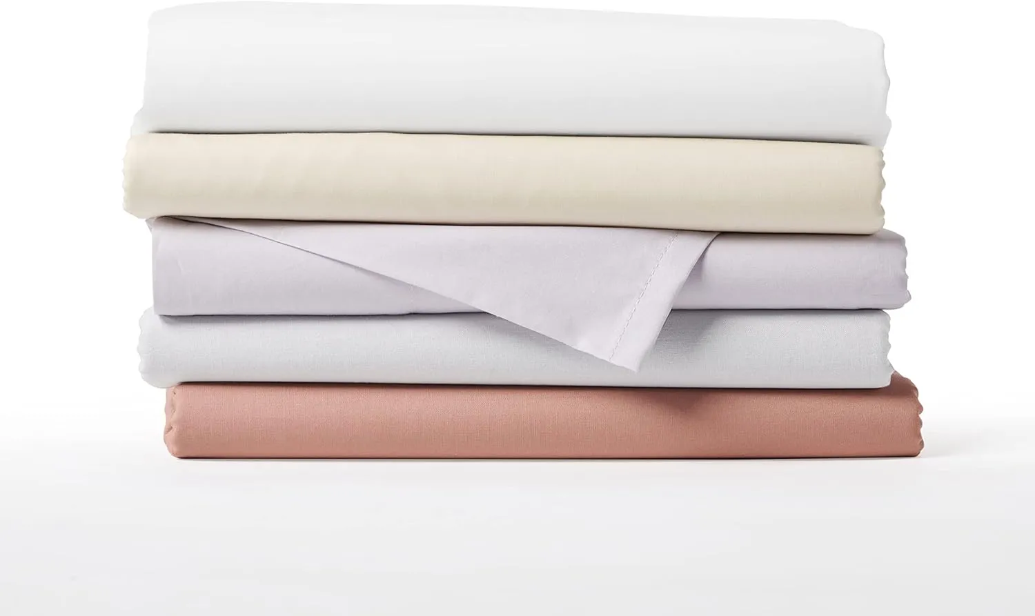 Five Looms 4 Piece Classic Percale Sheets Set, 100% Cotton with Deep Pocket 15”, Easy Care Luxury Hotel Quality Soft Cooling Sheets Set, Fitted Sheet, Flat Sheet and 2 Pillowcases, Full, Buttercream