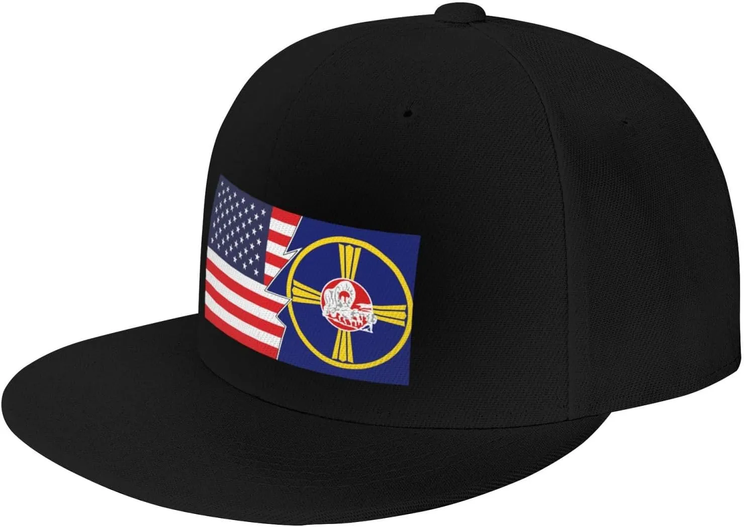 Flag of Omaha, Nebraska and America Baseball Cap for Men Women Hip Hop Style Snapback Adjustable Flat-Brimmed Trucker Hat Black