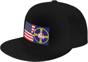 Flag of Omaha, Nebraska and America Baseball Cap for Men Women Hip Hop Style Snapback Adjustable Flat-Brimmed Trucker Hat Black