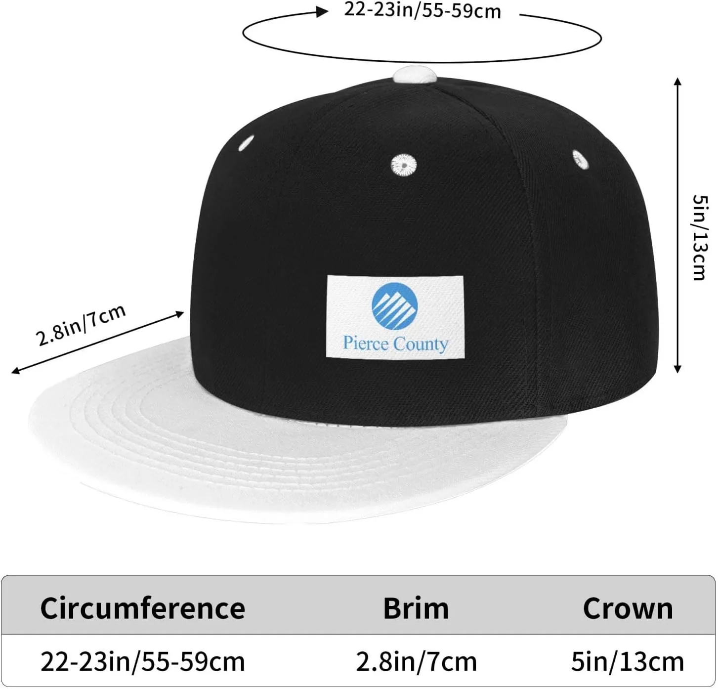 Flag of Pierce County, Washington Snapback Hats for Men Women Hat Baseball Cap Flat Bill Visor White Hat