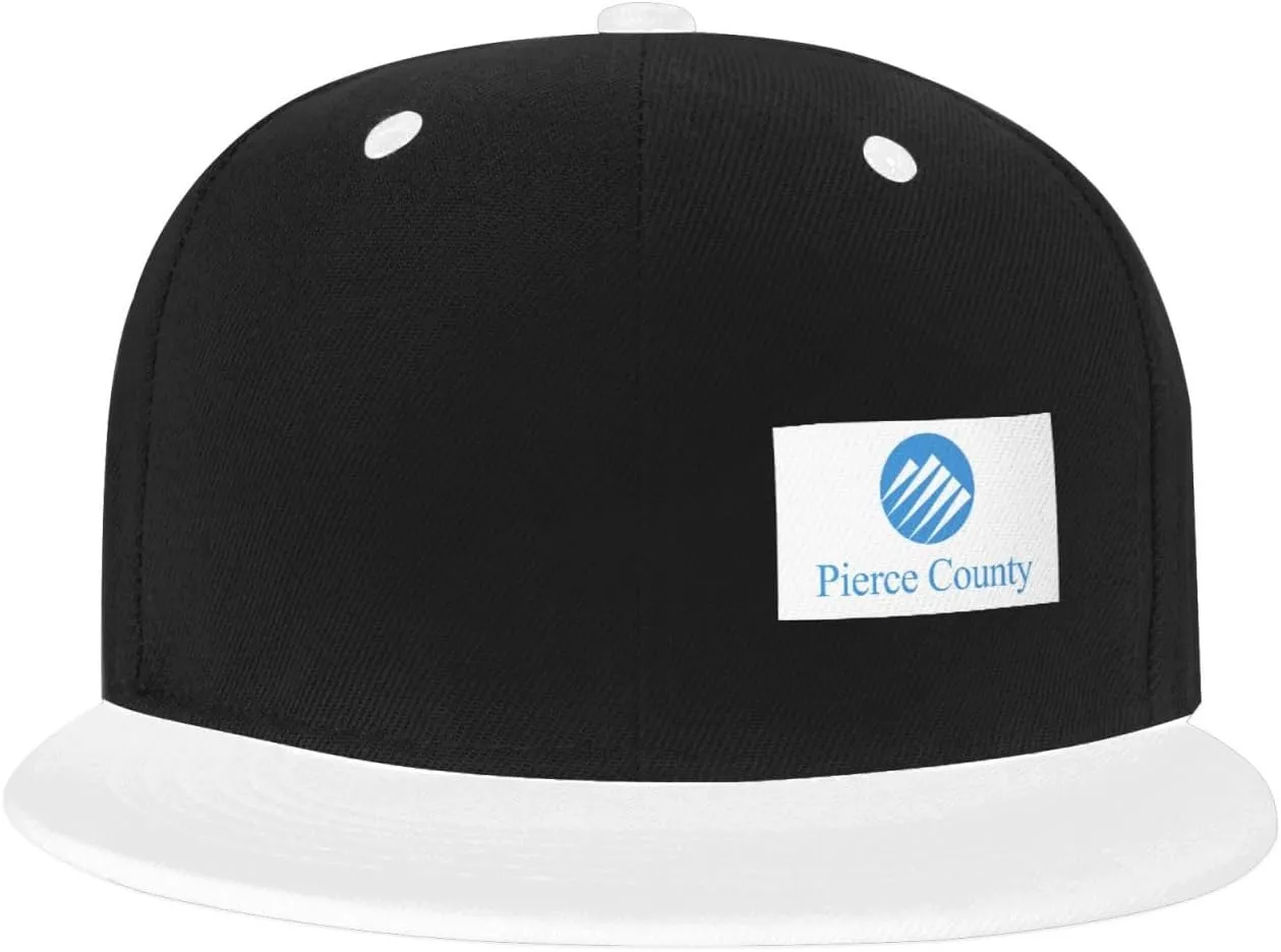 Flag of Pierce County, Washington Snapback Hats for Men Women Hat Baseball Cap Flat Bill Visor White Hat